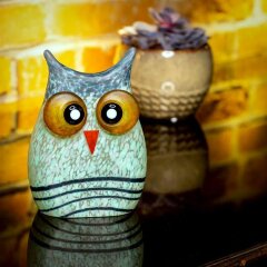 Интерьерная фигурка «Сова» (мятная) из художественного стекла