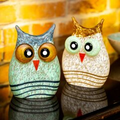 Интерьерная фигурка «Сова» (мятная) из художественного стекла