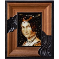 Интерьерная картина «Прекрасная Ферроньера» из янтаря и ценных пород дерева