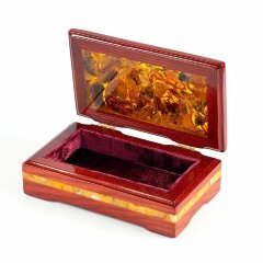 Деревянная шкатулка «Ларчик» с мозаикой из натурального янтаря