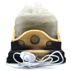 Солевая лампа «Камин» голубого свечения для ионизации воздуха интерьера дома