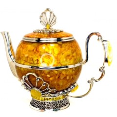Янтарный чайник «Императорский» с художественным декором в подарок женщине