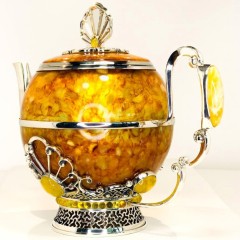 Янтарный чайник «Императорский» с художественным декором в подарок женщине
