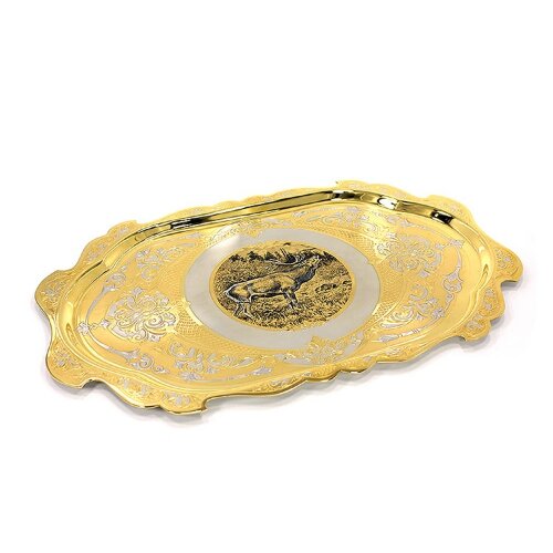 Хрустальный набор для вина «Охота» с позолоченным подносом