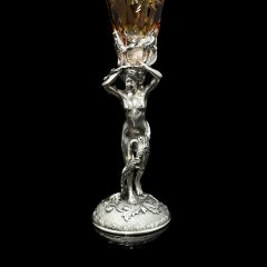 Винные бокалы из серебра «Адам и Ева» с янтарным хрусталем