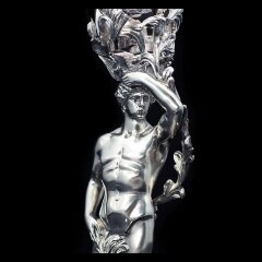 Винные бокалы из серебра «Адам и Ева» с янтарным хрусталем