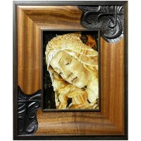 Интерьерная картина «Мадонна Магнификат» из янтаря и ценных пород дерева