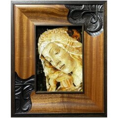 Интерьерная картина «Мадонна Магнификат» из янтаря и ценных пород дерева