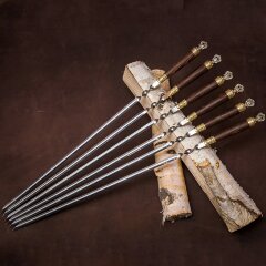 Подарочные шампуры «Герб России» с деревянной рукоятью