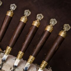 Подарочные шампуры «Герб России» с деревянной рукоятью