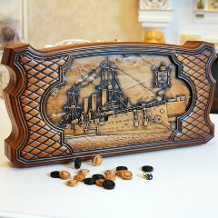 Резные нарды «ВМФ» из массива дерева