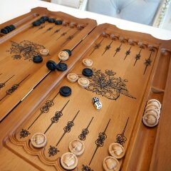 Резные нарды «ВМФ» из массива дерева