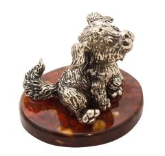 Сувенир «Весёлый щенок» на янтаре