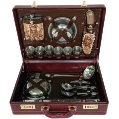 Наборы для приготовления еды на природе «Классик» в кожаном чемодане