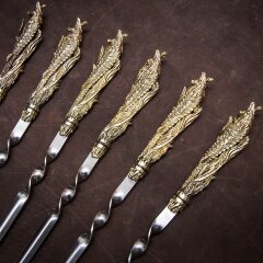 Подарочные шампуры «Осётр» с художественным литьём