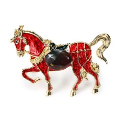 Ювелирное украшение «Лошадка» брошь — Красная Огненная лошадь в виде ёлочной подвески