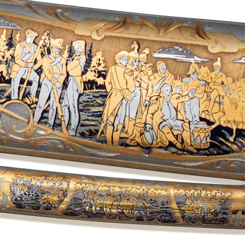 Сувенирная сабля офицерская, образца 1812 года «История побед Бородино» 1812 (ажурная рукоять с упором)