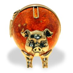 Сувенирная фигурка из янтаря «Свинья-копилка»