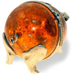 Сувенирная фигурка из янтаря «Свинья-копилка»