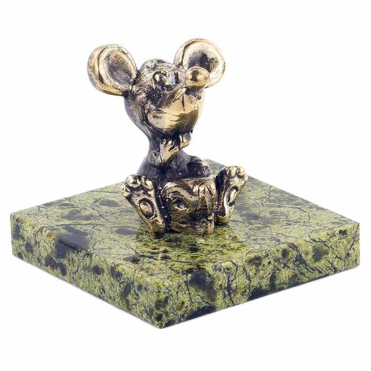 Бронзовая статуэтка «Мышка с сыром»