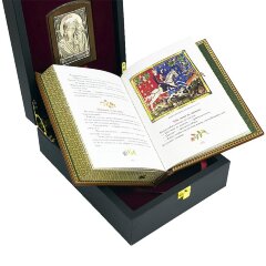 Подарочный набор книги «Притчи с иконой Богородицы» в кожаном коробе
