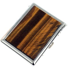 Портсигар металлический на 10 сигарет «Тигровый глаз» с зажигалкой в подарок мужчине