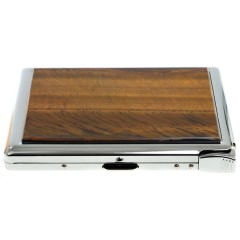 Портсигар металлический на 10 сигарет «Тигровый глаз» с зажигалкой в подарок мужчине