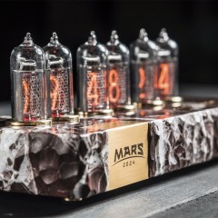 Ламповые часы «MARS-2024» в корпусе из цельного камня ценных пород