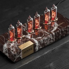 Ламповые часы «MARS-2024» в корпусе из цельного камня ценных пород