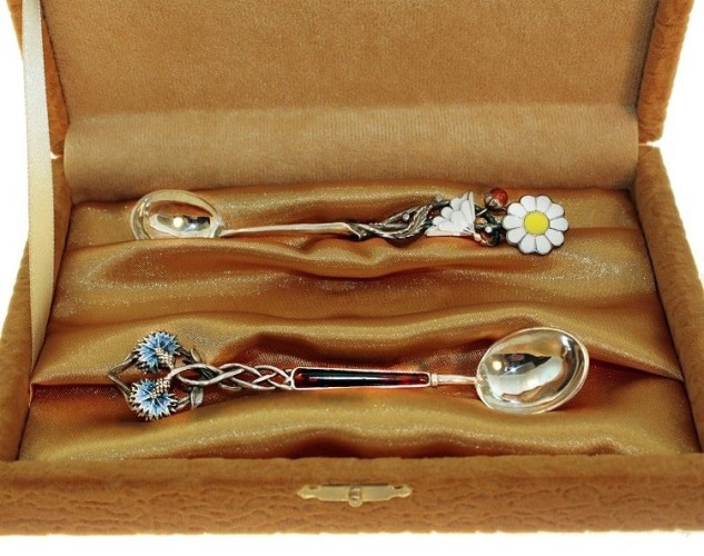 Набор серебряных ложек «Васильки и Ромашка»