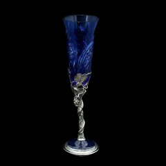 Серебряные бокалы для вина «Весна» из синего хрусталя