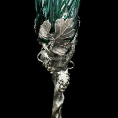 Серебряные бокалы для вина «Весна» из синего хрусталя