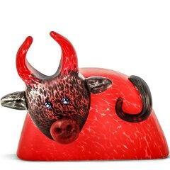 Большая подарочная статуэтка «Бык» (красный) из художественного стекла
