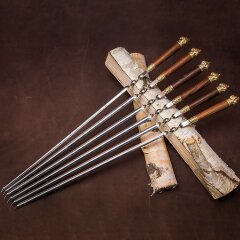 Подарочные шампуры «Собака охотничья» с деревянной рукоятью