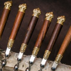 Подарочные шампуры «Собака охотничья» с деревянной рукоятью