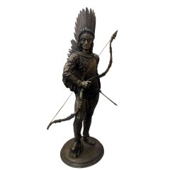 Большая скульптурная статуэтка «Индеец» из бронзы