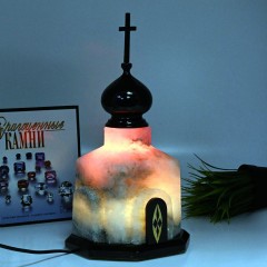 Настольная лампа «Церковь» красного свечения из каменной соли для интерьера дома