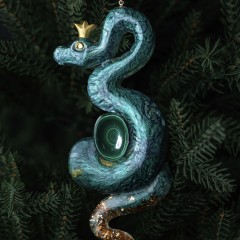 Новогодний набор из 2-х ёлочных игрушек «Зелёная змея» — символ уходящего 2025 года