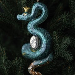 Новогодний набор из 2-х ёлочных игрушек «Зелёная змея» — символ уходящего 2025 года