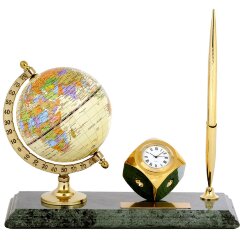Настольный набор «Глобус» с часами и шариковой ручкой