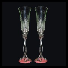 Серебряные бокалы для вина «Модерн» из богемского хрусталя