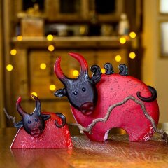 Большая сувенирная фигурка «Бык» (красный) из художественного стекла