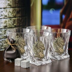 Подарочный набор из 4-х бокалов для виски «Дракон» — как символ 2024 года
