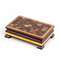 Янтарное домино «Витраж» в деревянном ларце