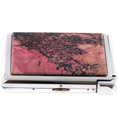 Портсигар карманный на 20 сигарет «Родонит» с зажигалкой в подарок женщине