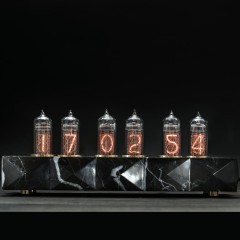 Интерьерные часы тёплого свечения «BLACK» (неоновая лампа ИН-14)