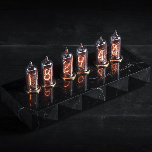 Интерьерные часы тёплого свечения «BLACK» (неоновая лампа ИН-14)