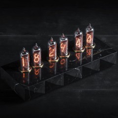 Интерьерные часы тёплого свечения «BLACK» (неоновая лампа ИН-14)