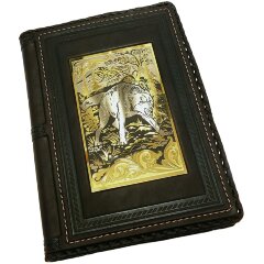 Большой кожаный ежедневник «Волк» с гравюрой