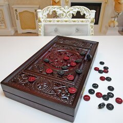 Купить нарды резные «Герб России» из массива дерева